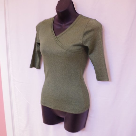 Michael Stars Stretch V Neck Shimmer Top- Sz. Sm - Picture 3 of 5